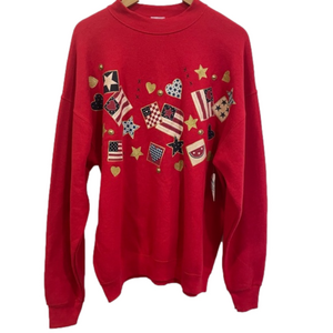 NWT Americana Hand Painted Vintage One Of Kind Patriotic Flag Sweatshirt OneSize